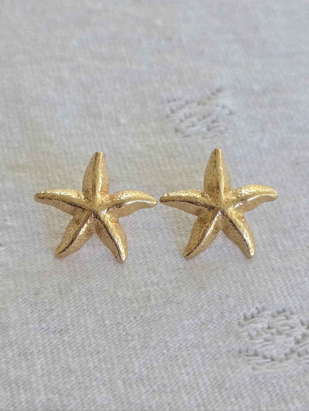 14K Vintage Gold Starfish Stud Earrings Stamped 585 ∞